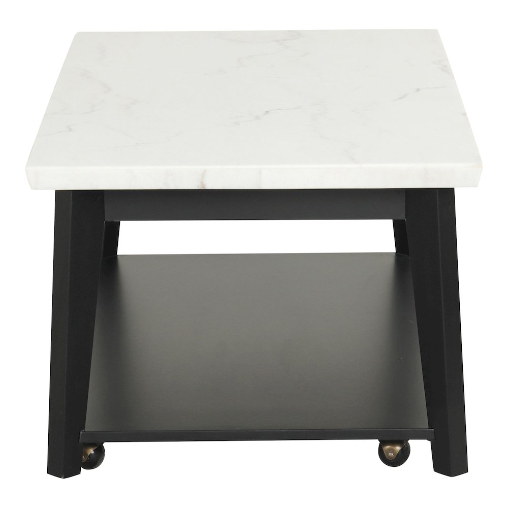 Isolde Wood and Marble Rectangle Coffee Table in White