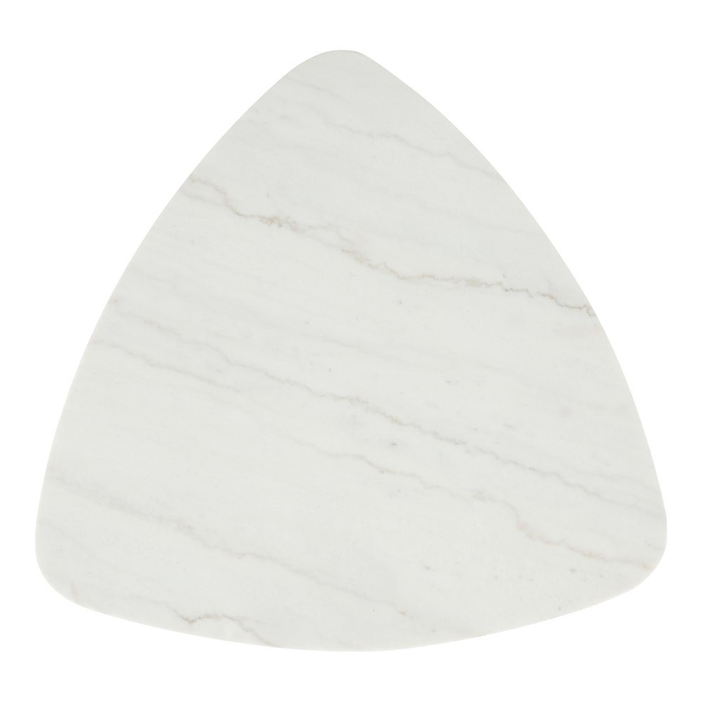 Isolde Wood and Marble Triangle Coffee Table in White