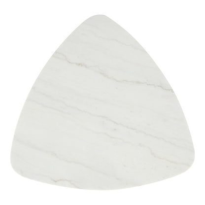 Isolde Wood and Marble Triangle Coffee Table in White