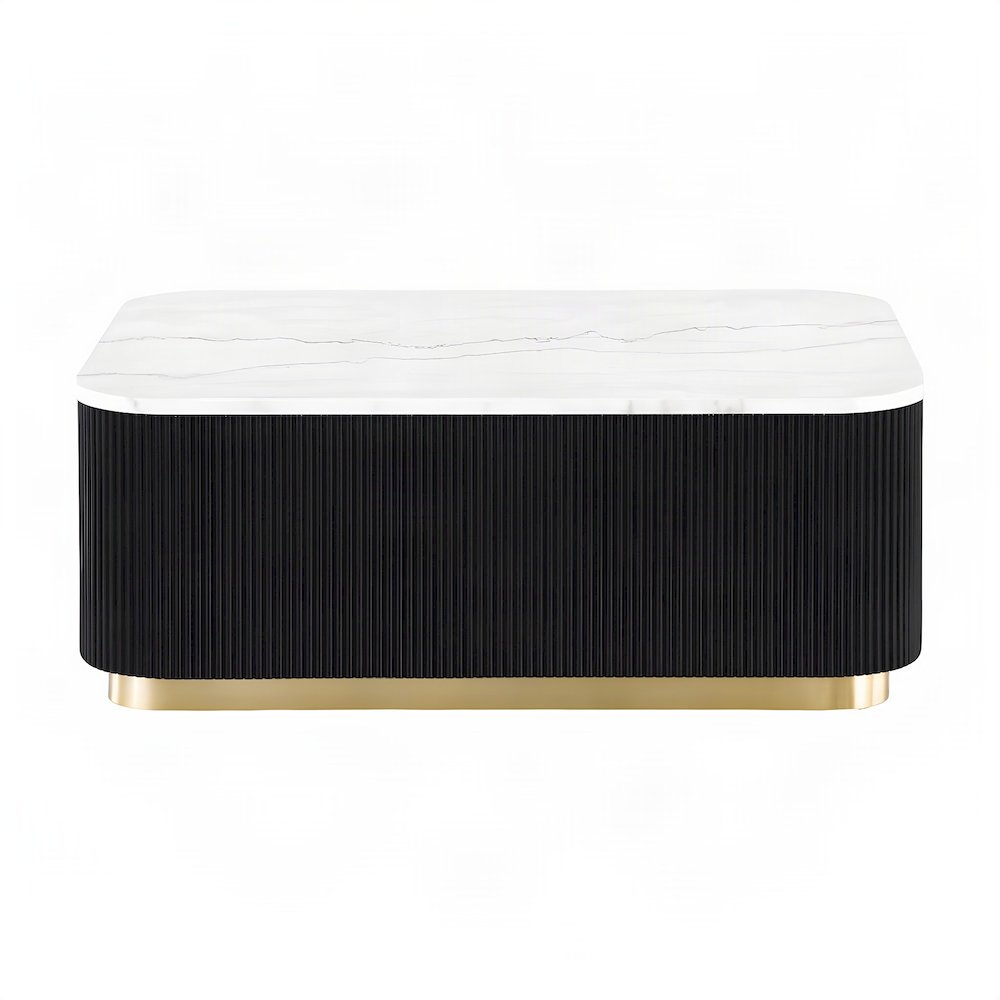 Starlight Canyon Home Marble Coffee Table, Black