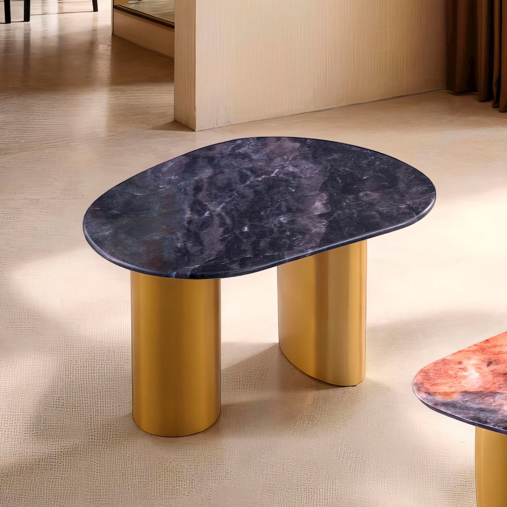 Gavora Modern 32" Grey/White Sintered Stone Top End Table