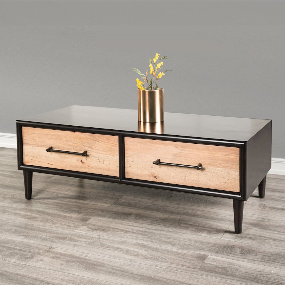 Coda Two-Tone Design Solid Wood 2-Drawer Coffee Table