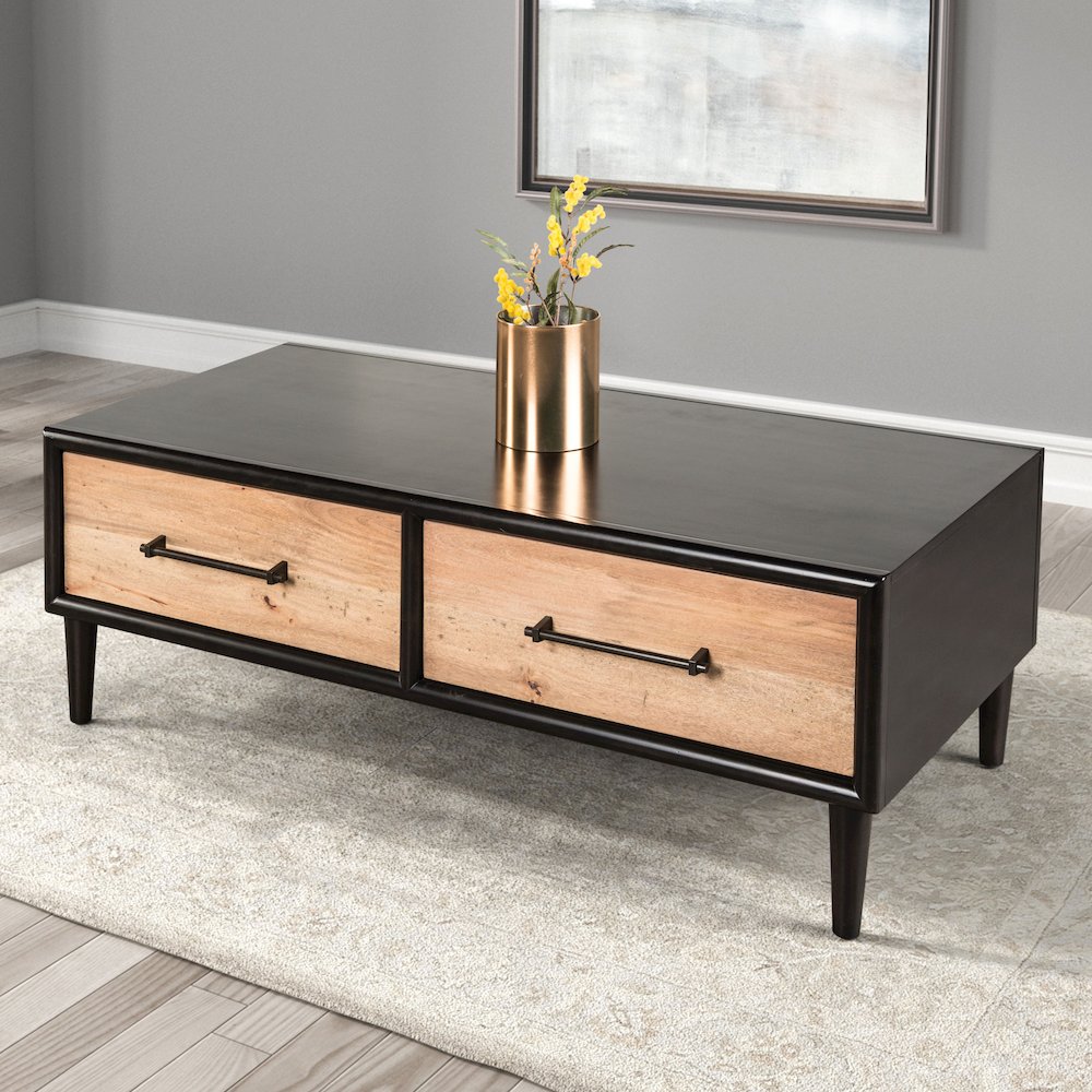 Coda Two-Tone Design Solid Wood 2-Drawer Coffee Table