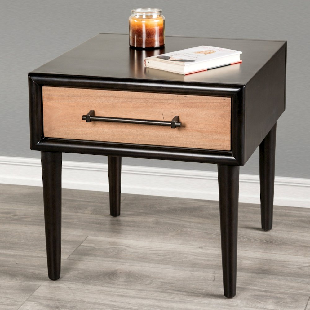 Coda Two-Tone Design Solid Wood 1-Drawer End Table