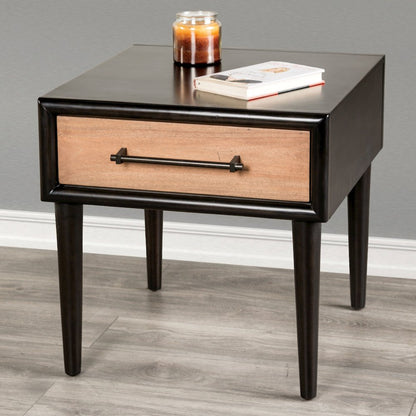 Coda Two-Tone Design Solid Wood 1-Drawer End Table