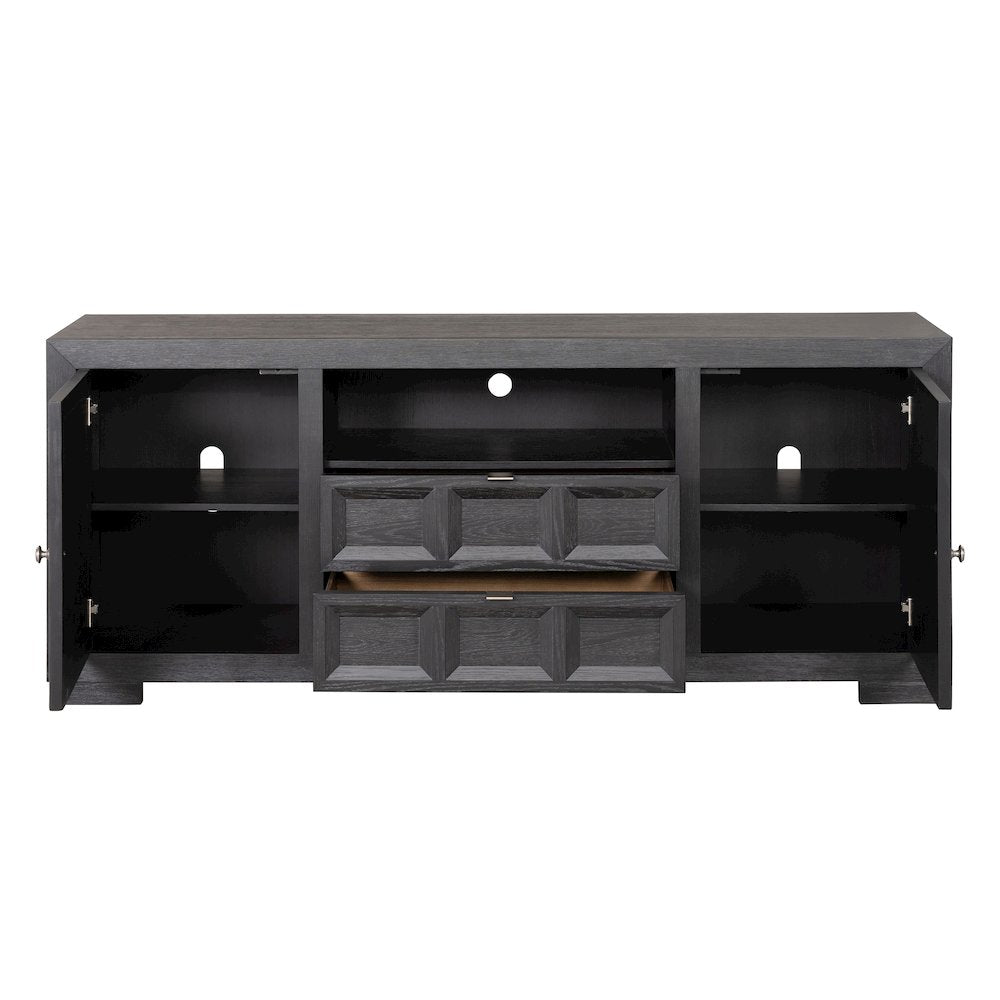 Ulan Modern Solid Wood 2-Drawer TV Stand with Shelves