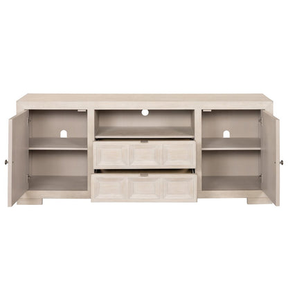 Ulan Modern Solid Wood 2-Drawer TV Stand with Shelves