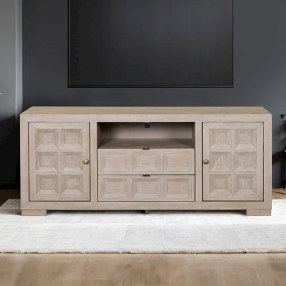 Ulan Modern Solid Wood 2-Drawer TV Stand with Shelves