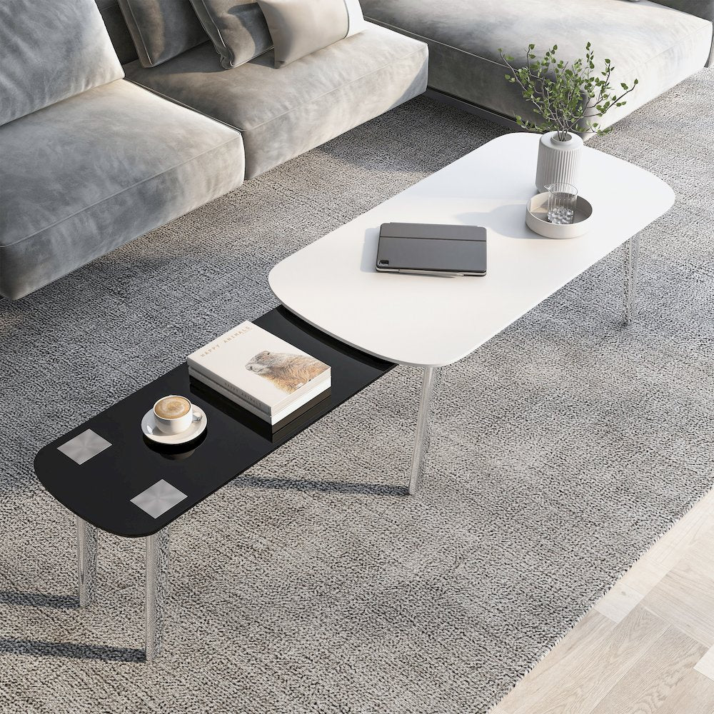 Jax Wood Nesting Coffee Table in White and Black