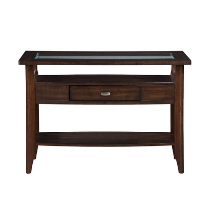 Eski Wood 1-Drawer Sofa Table in Dark Walnut