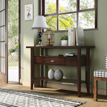 Eski Wood 1-Drawer Sofa Table in Dark Walnut