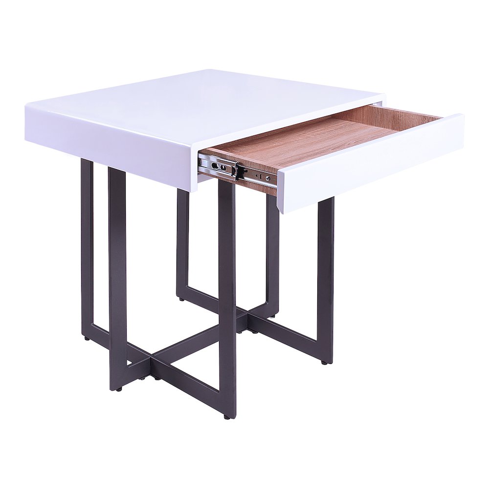 Vasket Contemporary Metal 1-Drawer End Table