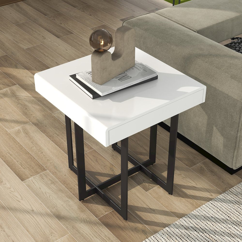 Vasket Contemporary Metal 1-Drawer End Table
