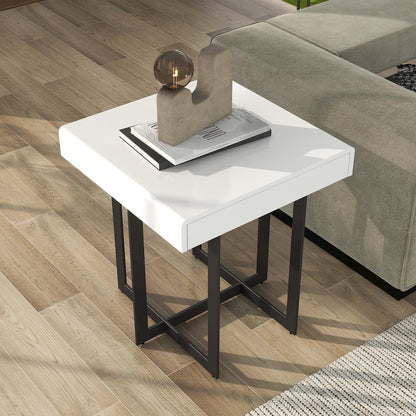 Vasket Contemporary Metal 1-Drawer End Table