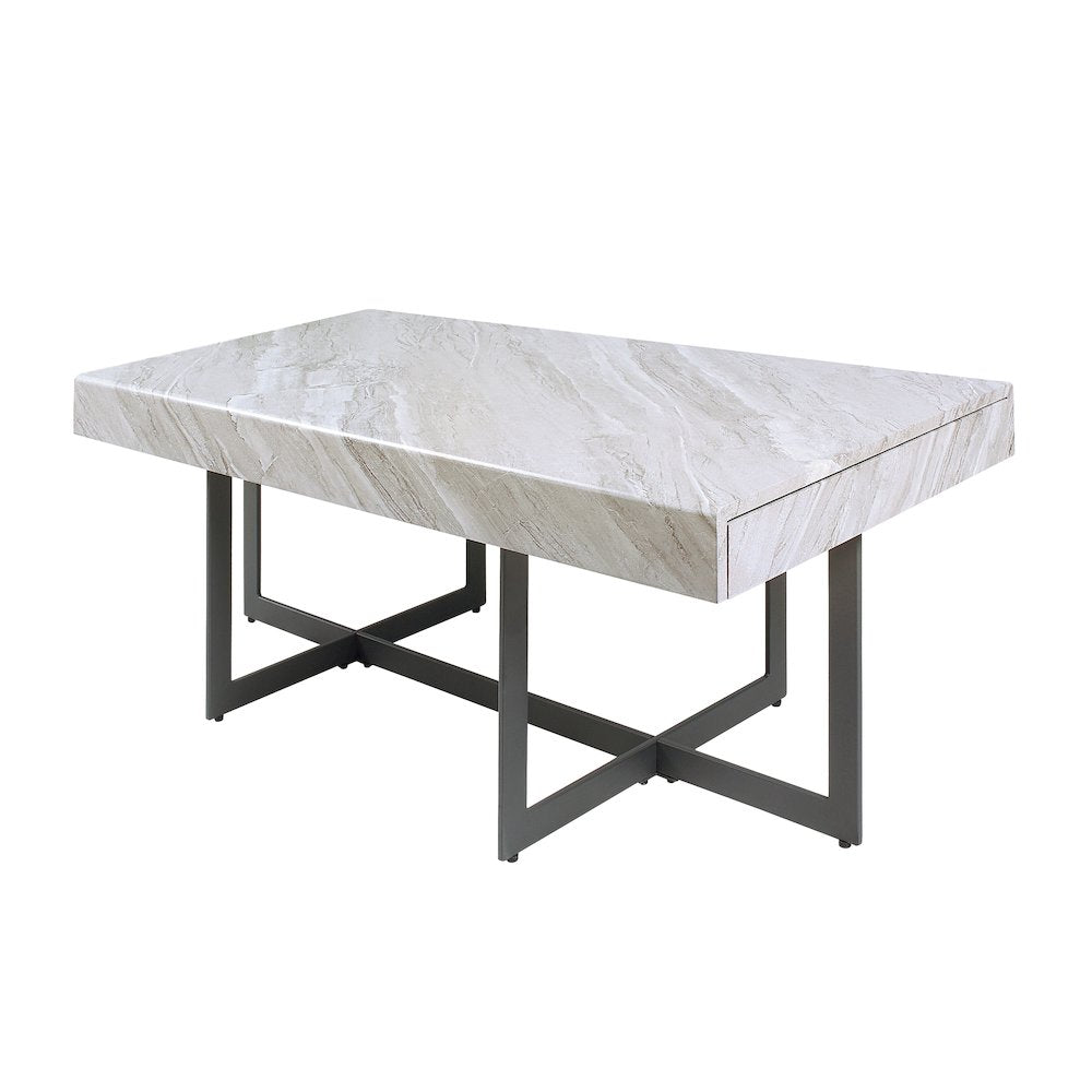 Vasket Contemporary Metal 2-Drawer Coffee Table