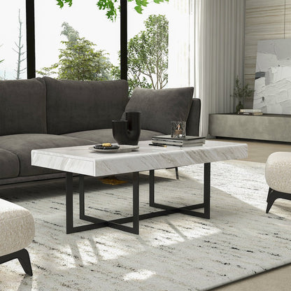 Vasket Contemporary Metal 2-Drawer Coffee Table