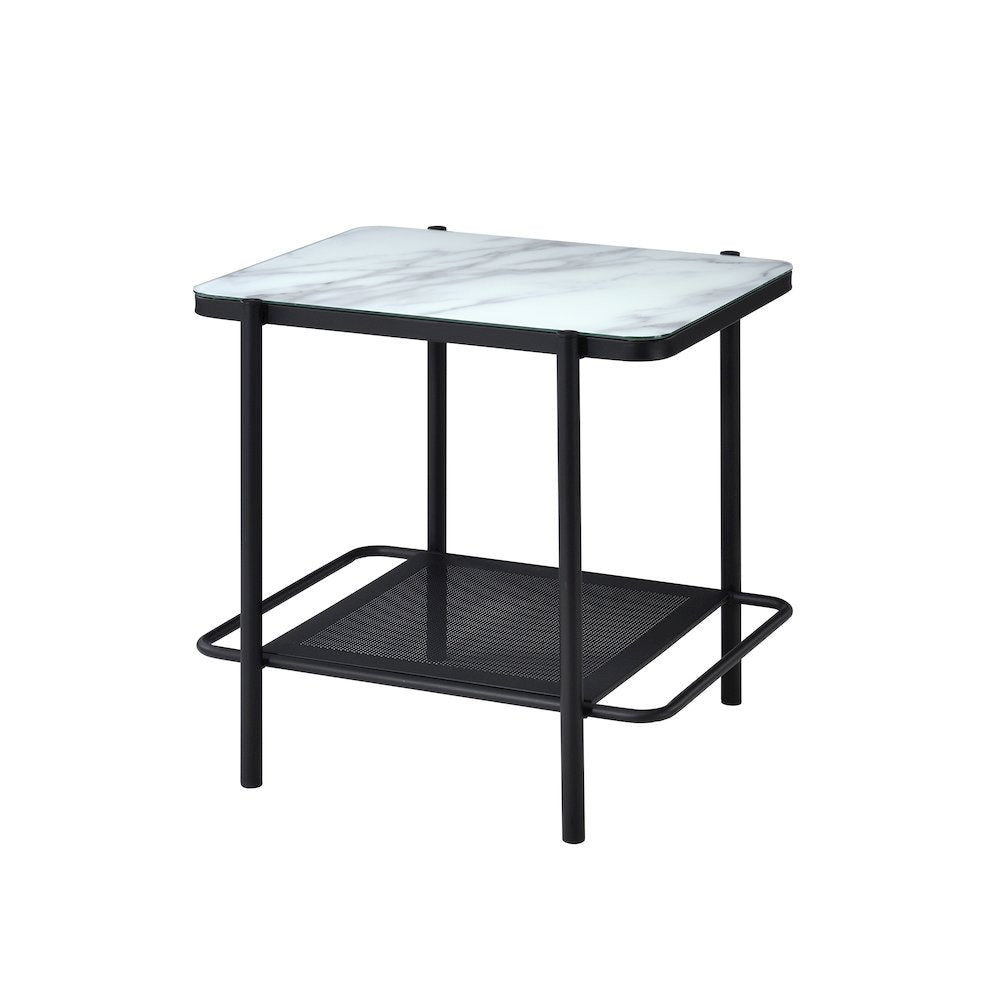 Joaquin Metal 1-Shelf End Table in Black and White