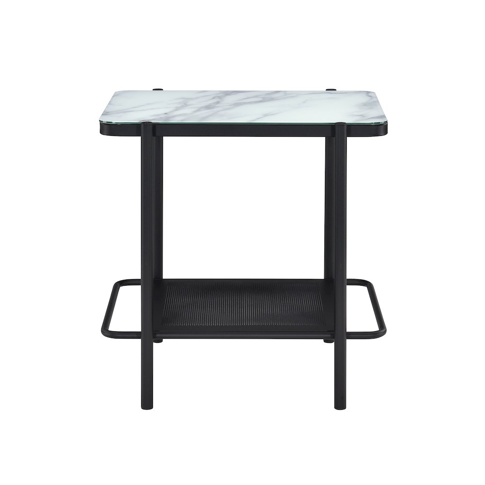 Joaquin Metal 1-Shelf End Table in Black and White