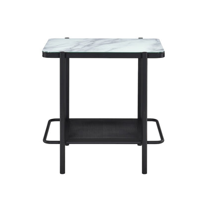 Joaquin Metal 1-Shelf End Table in Black and White