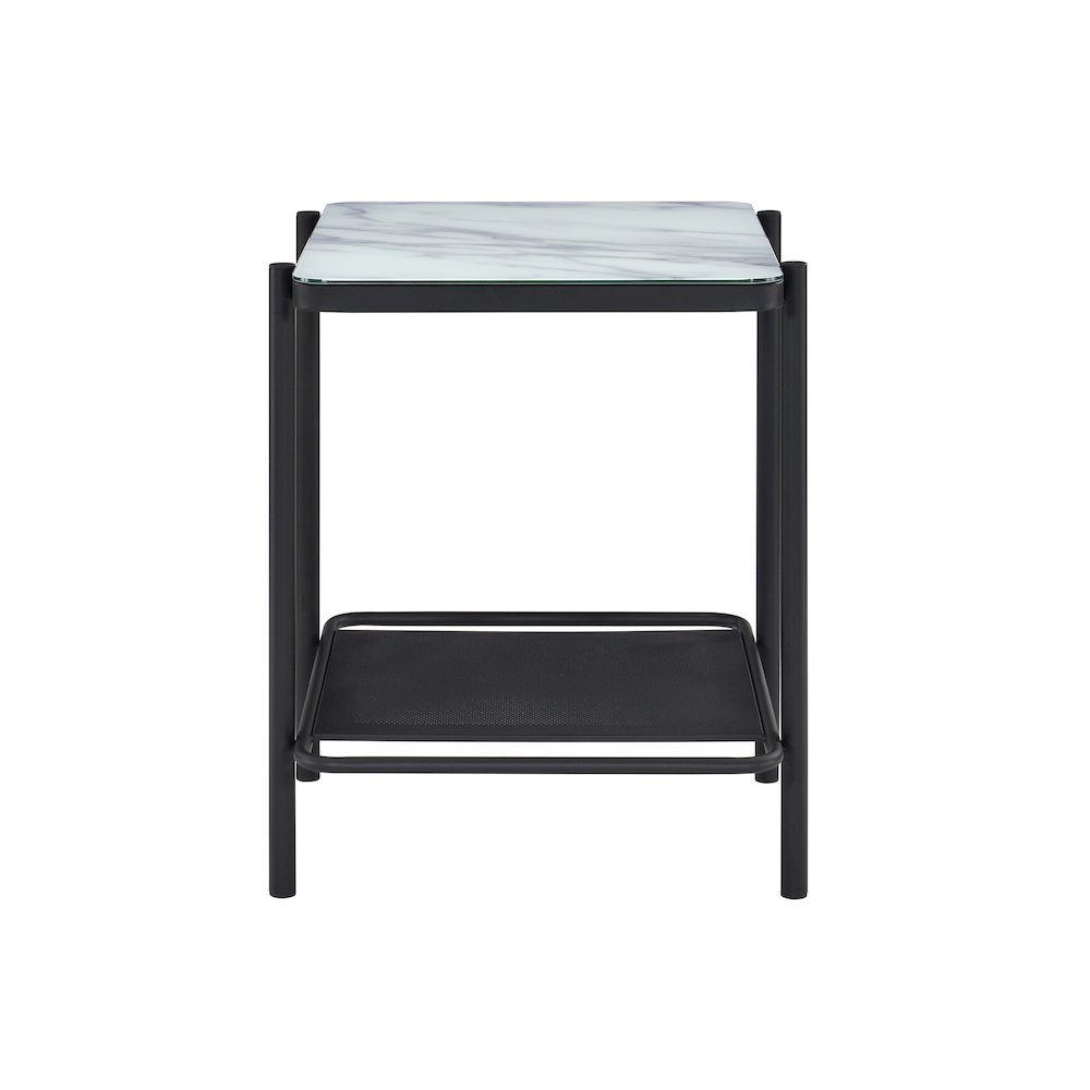 Joaquin Metal 1-Shelf End Table in Black and White