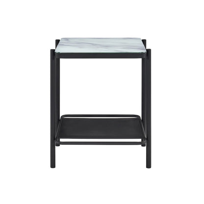 Joaquin Metal 1-Shelf End Table in Black and White