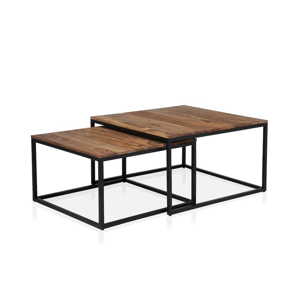 Druze Wood 2-Piece Nesting Table Set in Natural Oak