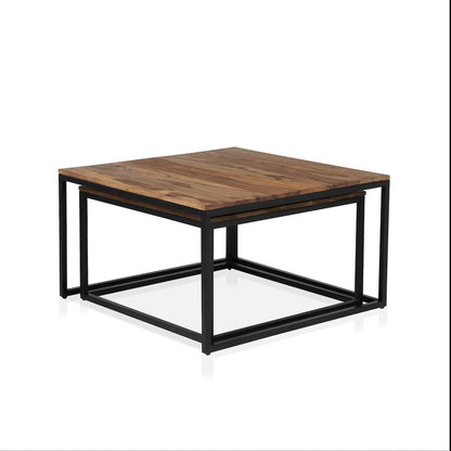 Druze Wood 2-Piece Nesting Table Set in Natural Oak