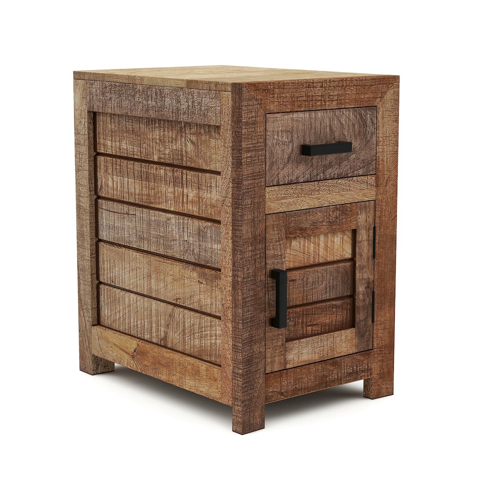 Ruga Rustic Solid Wood Storage Side Table in Natural Tone