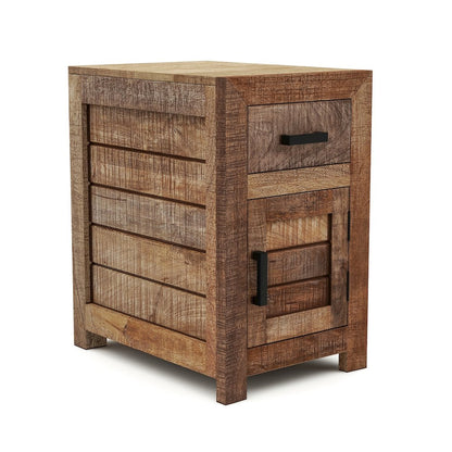 Ruga Rustic Solid Wood Storage Side Table in Natural Tone