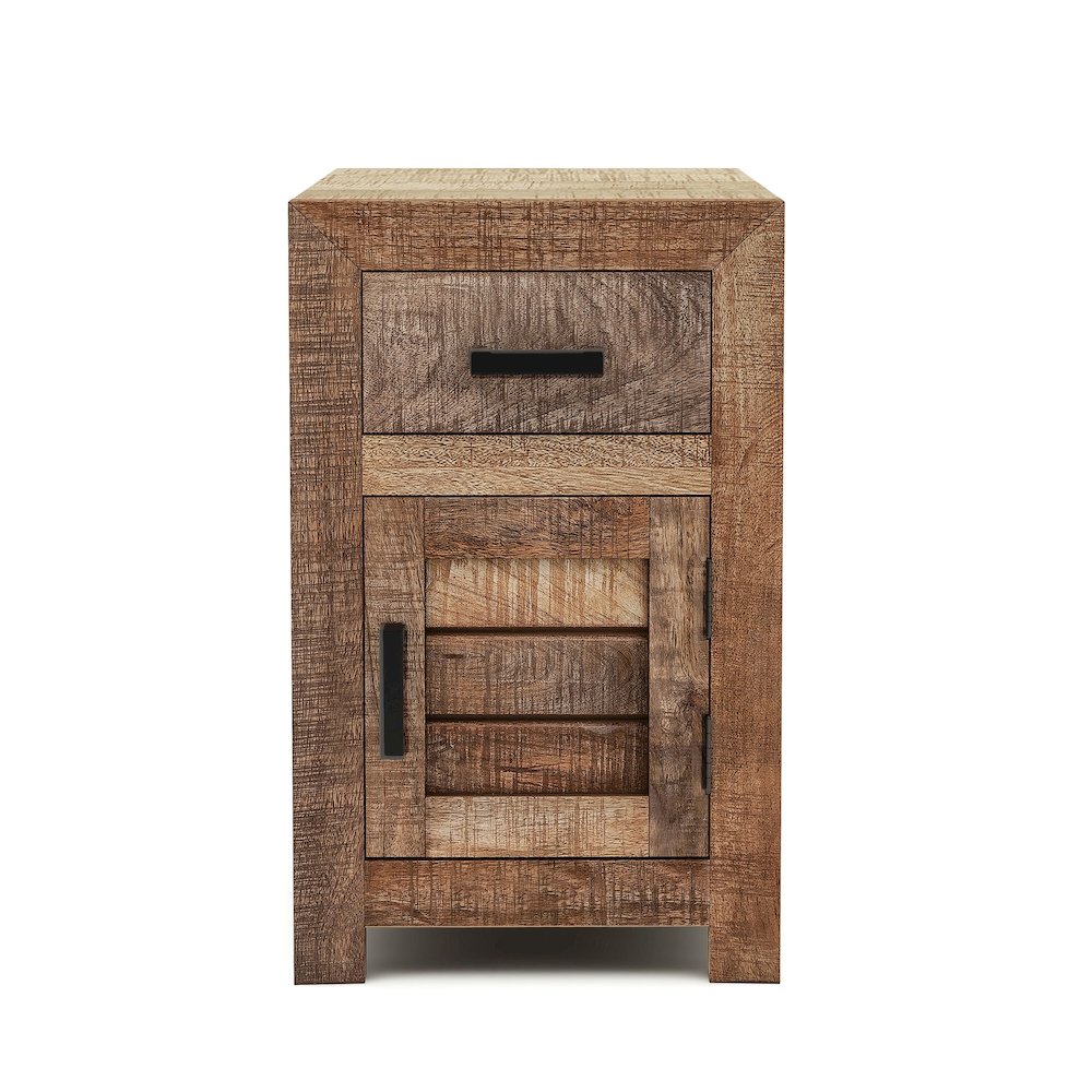 Ruga Rustic Solid Wood Storage Side Table in Natural Tone