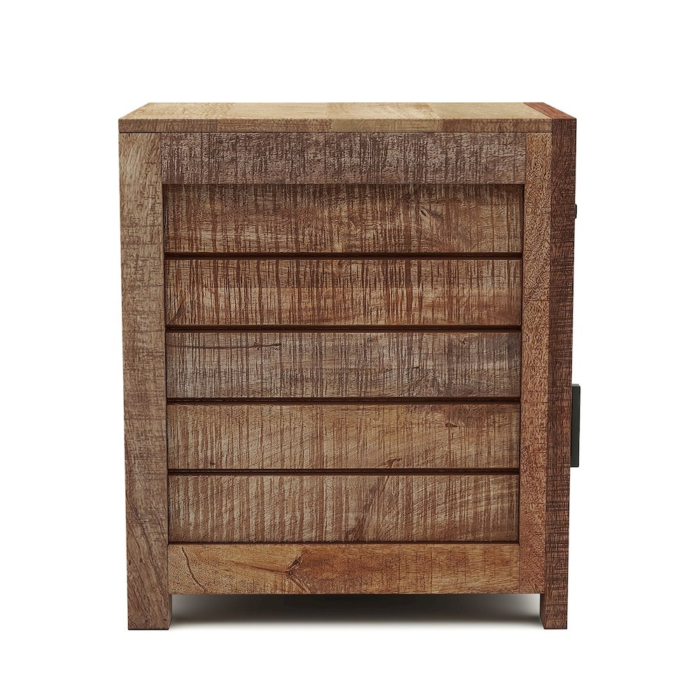 Ruga Rustic Solid Wood Storage Side Table in Natural Tone