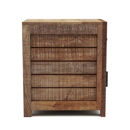 Ruga Rustic Solid Wood Storage Side Table in Natural Tone
