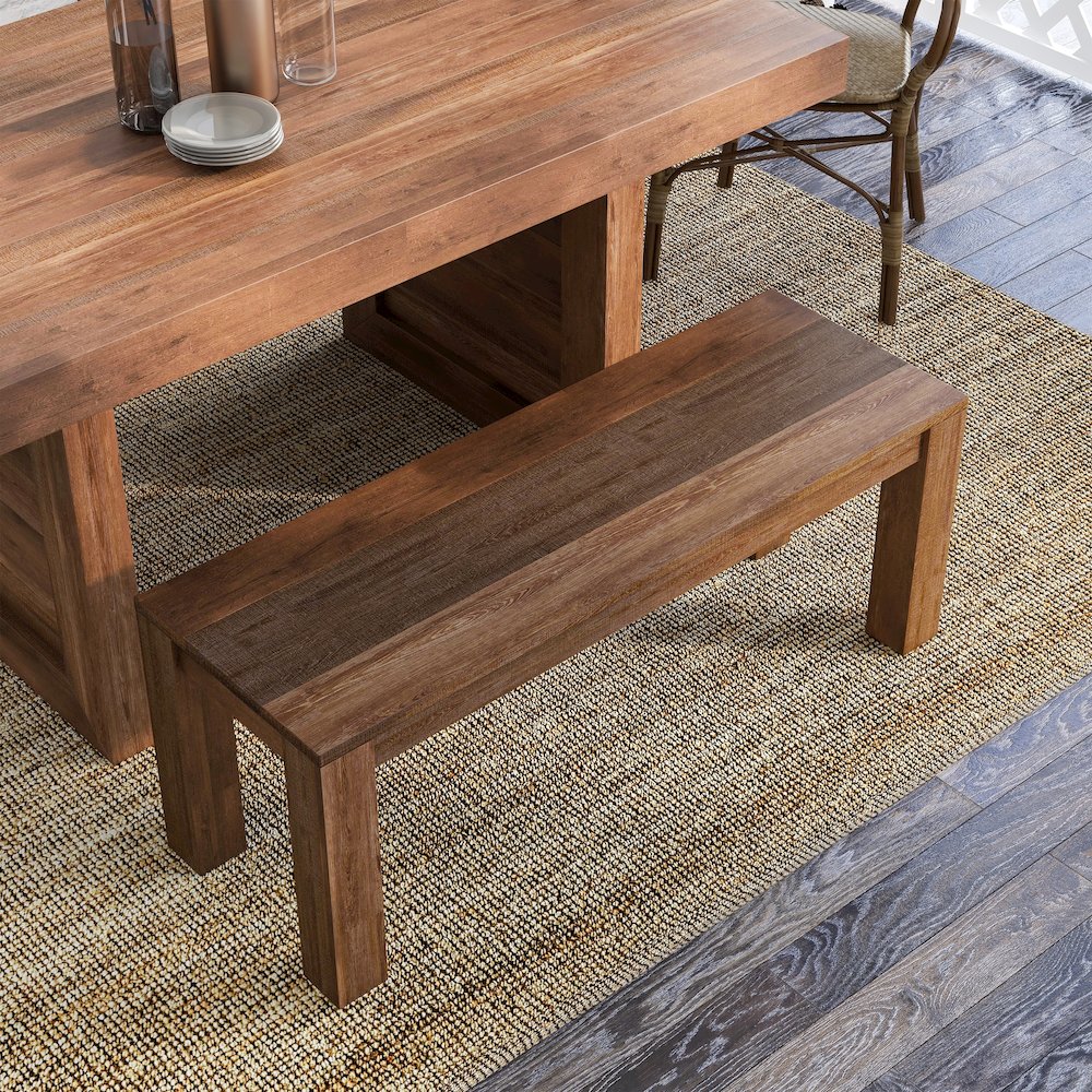 Molla Rustic Solid Wood Short Bench in Natural Tone