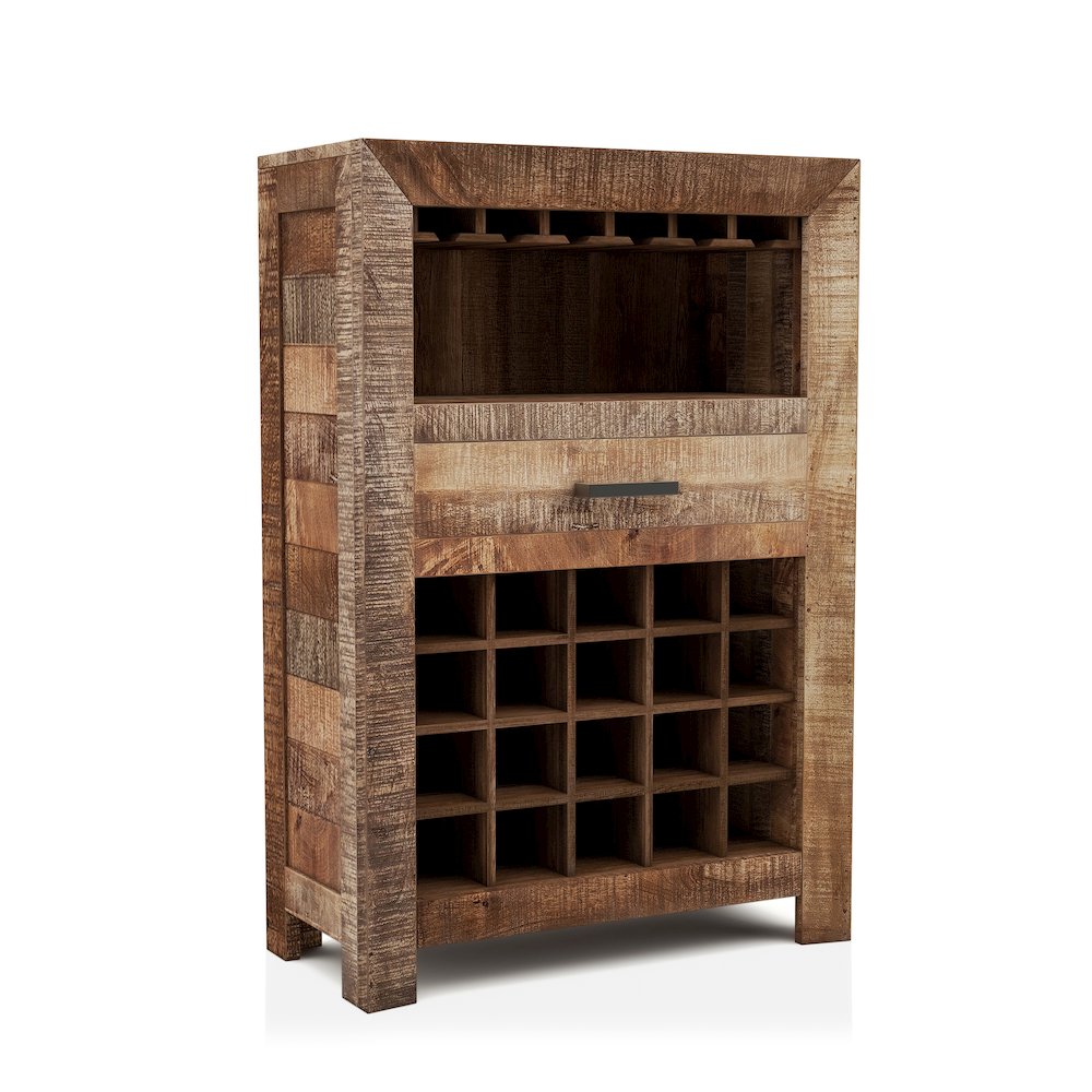 Zima Yellow Solid Wood 20-Bottle Wine Bar