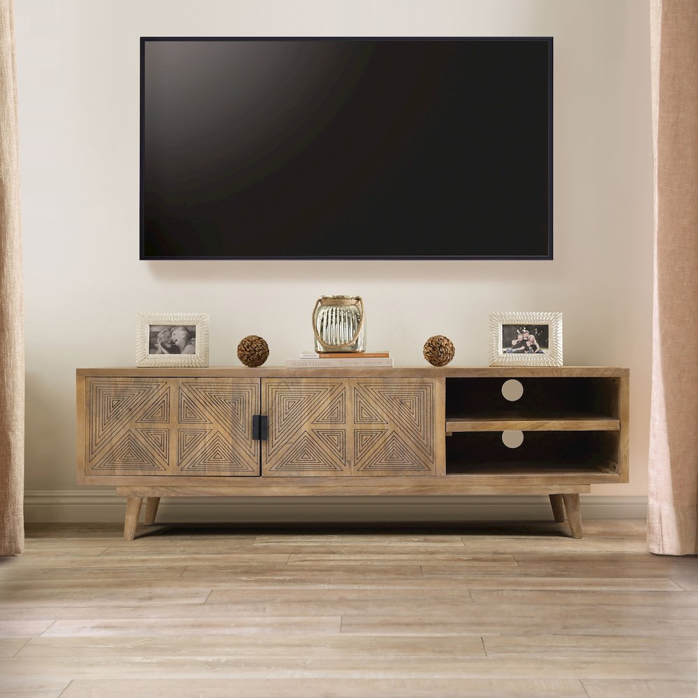 Kanan Art Deco Solid Wood 2-Door TV Stand