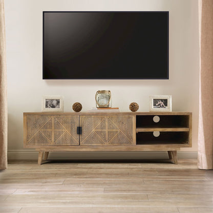 Kanan Art Deco Solid Wood 2-Door TV Stand