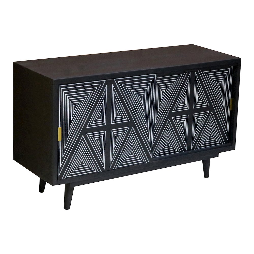 Kanan Art Deco Solid Wood Sliding Door Buffet in Black