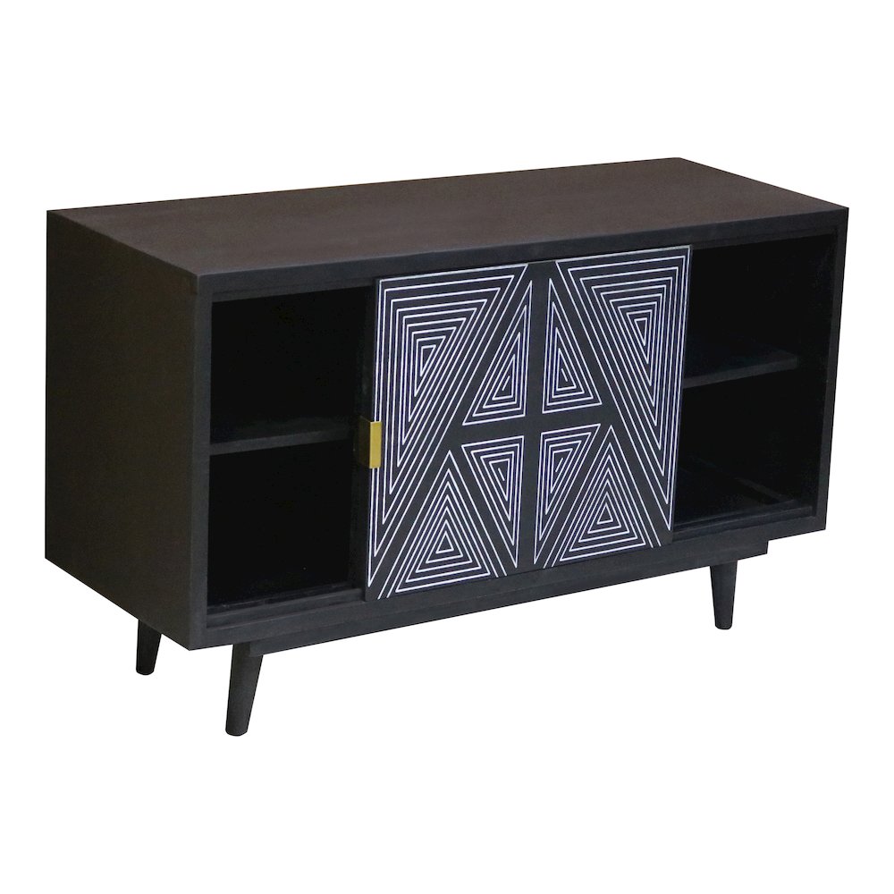 Kanan Art Deco Solid Wood Sliding Door Buffet in Black