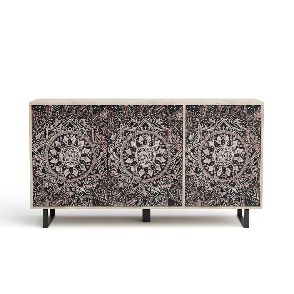 Baja Boho Solid Wood Sideboard Buffet Cabinet with 4 Storage Shelves