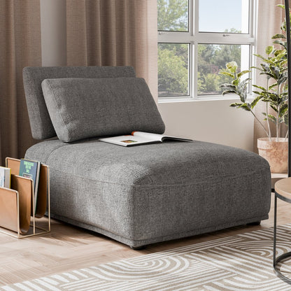 Tatiana Modern Chenille Curved Modular Armless Chair with Adjustable Backrest