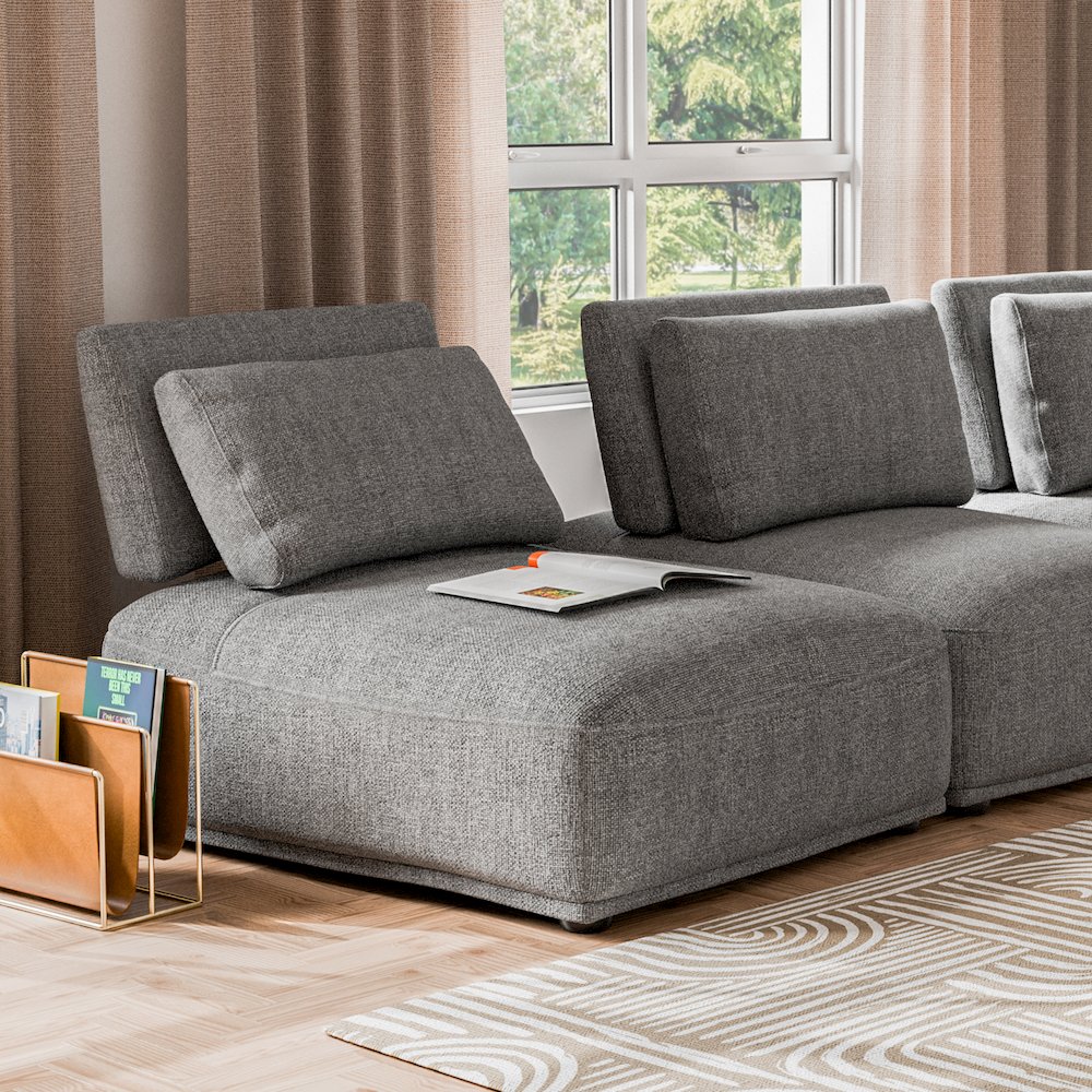 Tatiana Modern Chenille Modular Armless Chair with Adjustable Backrest
