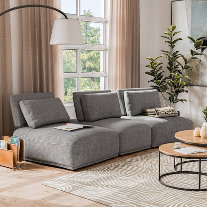 Tatiana Chenille 3-Piece Curved Modular Sectional Sofa
