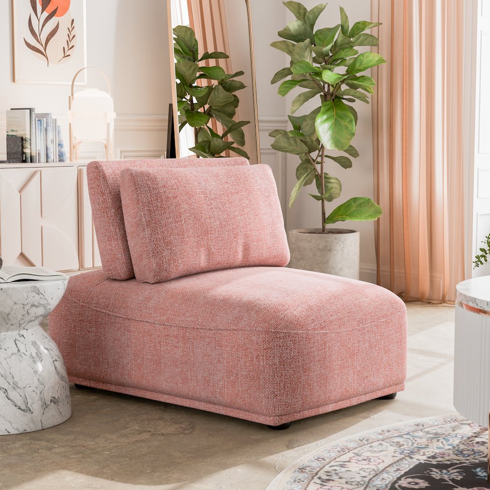 Tatiana Modern Chenille Curved Modular Armless Chair with Adjustable Backrest