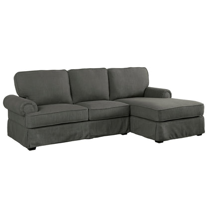 Fontina Transitional Fabric Right Facing Sectional in Gray