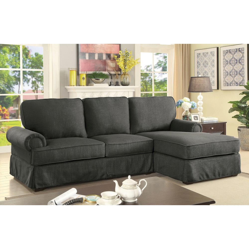Fontina Transitional Fabric Right Facing Sectional in Gray