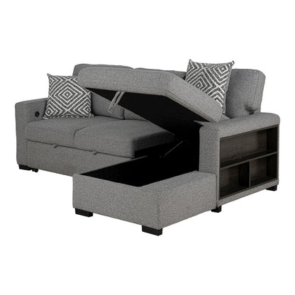 Andrew Gray Fabric Right Chaise Sleeper Sectional with USBs