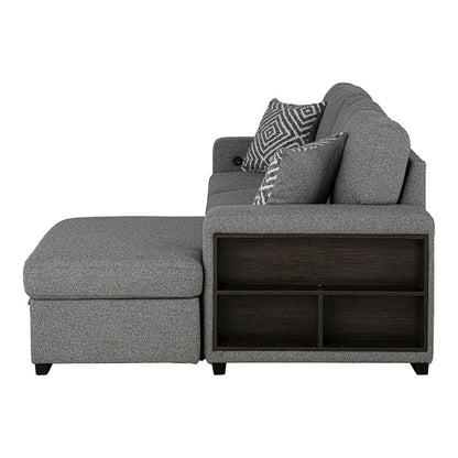 Andrew Gray Fabric Right Chaise Sleeper Sectional with USBs