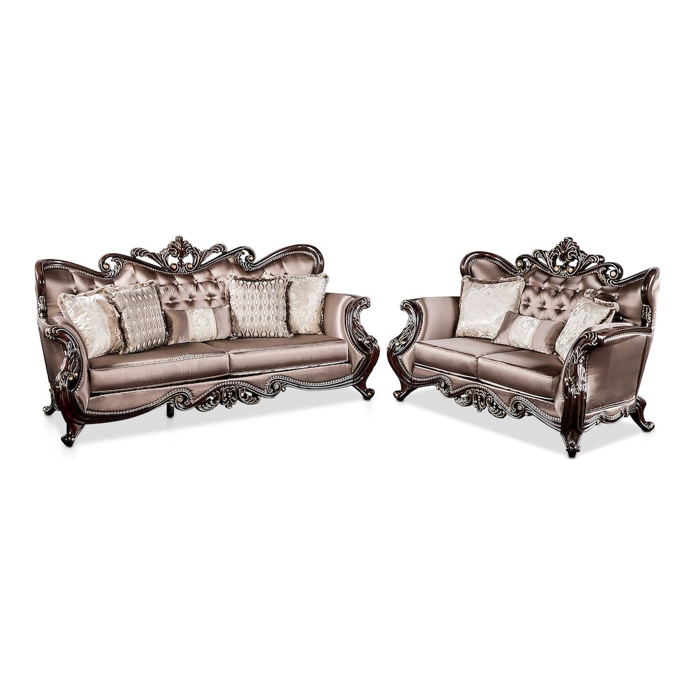 Haggen 2-Piece Velvet Tufted Sofa Set with Nailhead Trim
