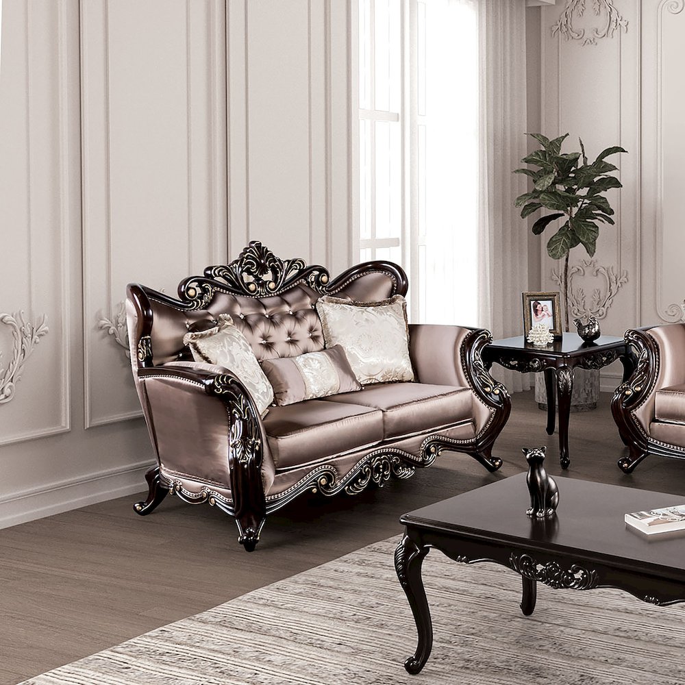 Haggen Velvet Tufted Loveseat with Nailhead Trim