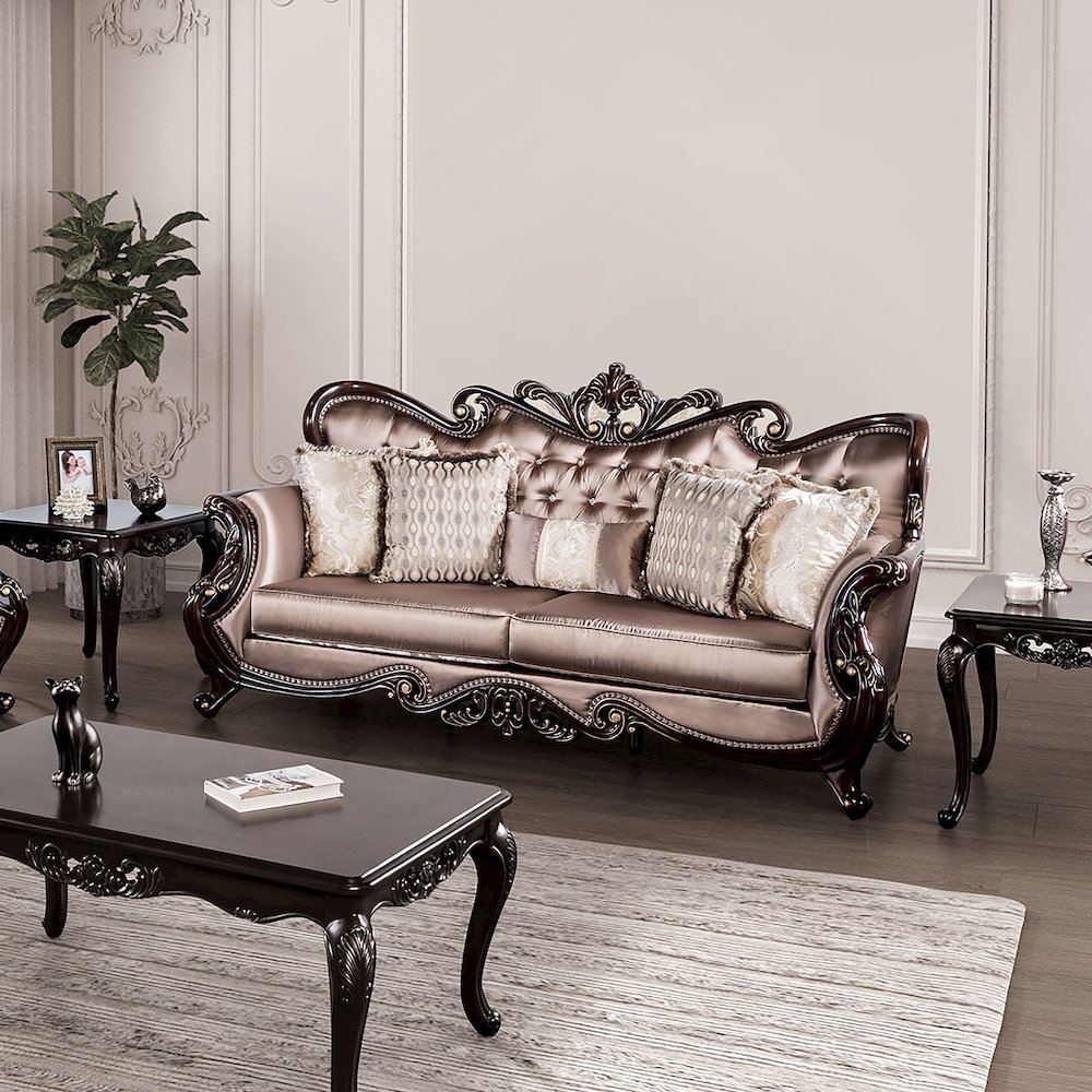 Haggen Velvet Tufted Sofa with Nailhead Trim